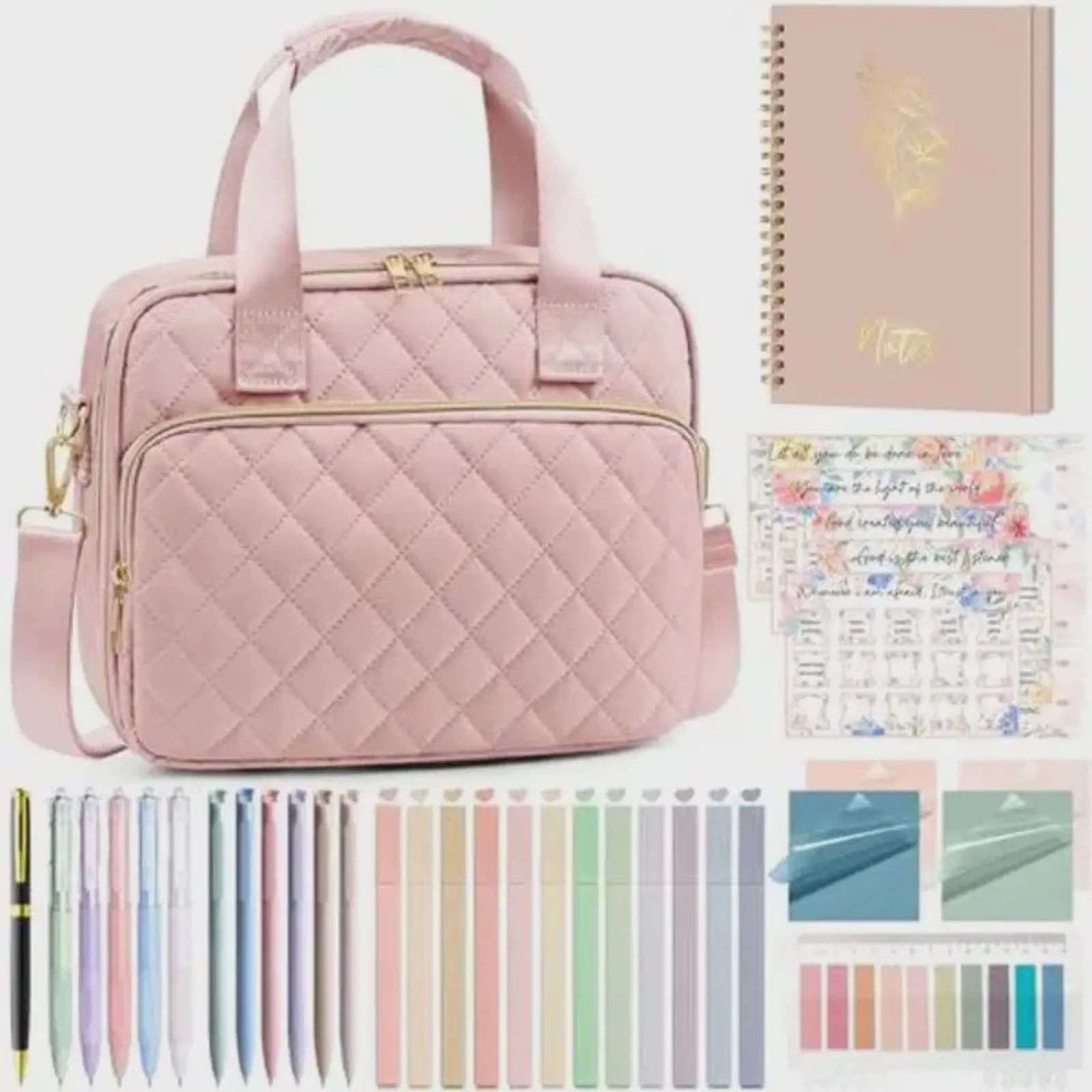 Bible Cover Case for Women, Large Bible Bag Bible Study Supplies Accessories Journaling Kit with Highlighters Tabs, Quilted Book Carrying Cases with Shoulder Strap, Easter Easter Christian Gifts for Women