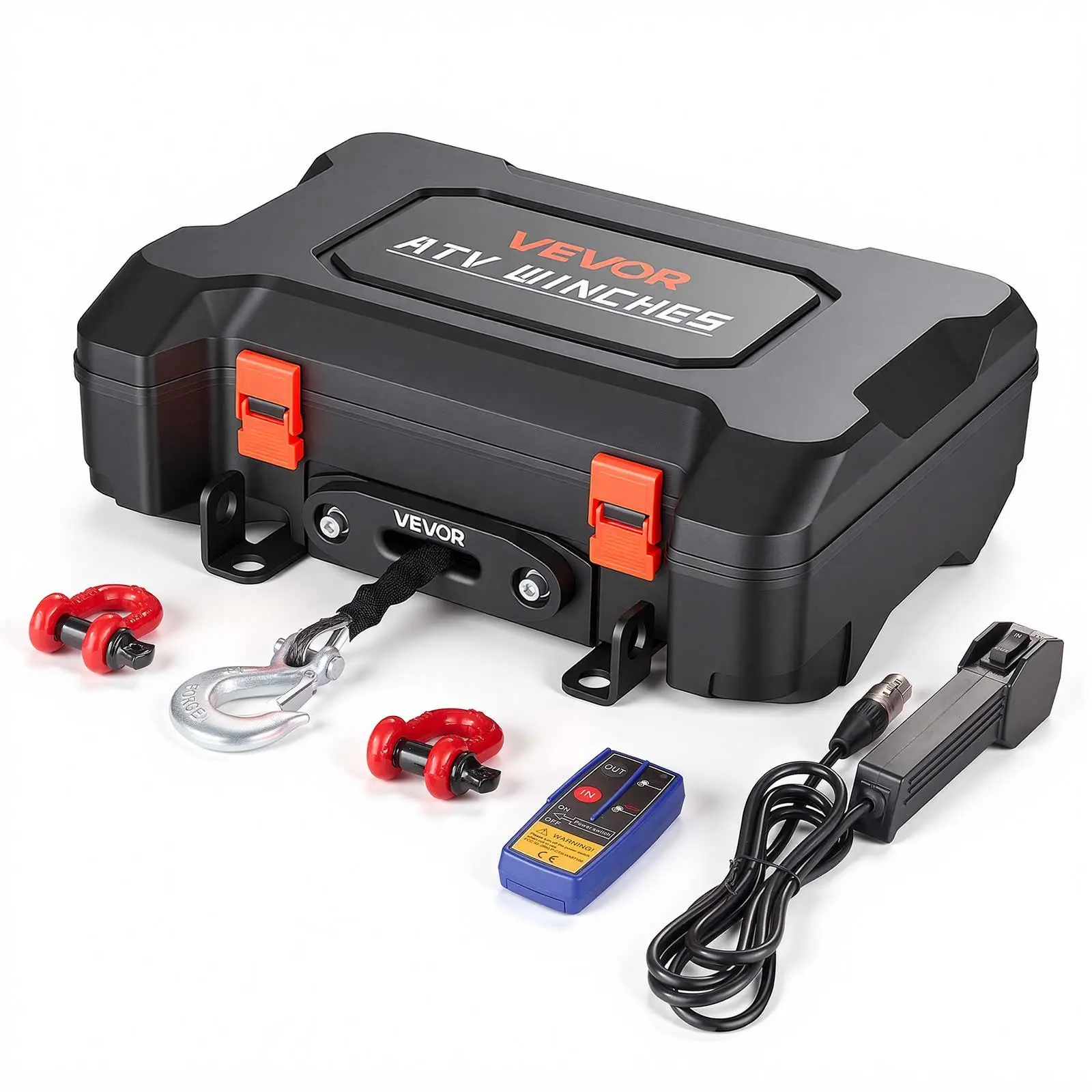 VEVOR Portable Winch, 3500 lbs 12V DC Electric Winch with Synthetic Rope, Wireless & Wired Remotes, Box-Style Recovery Kit with Fairlead, Clevis Hook, Strap for ATV UTV Off-Road Outdoor Pulling Tasks