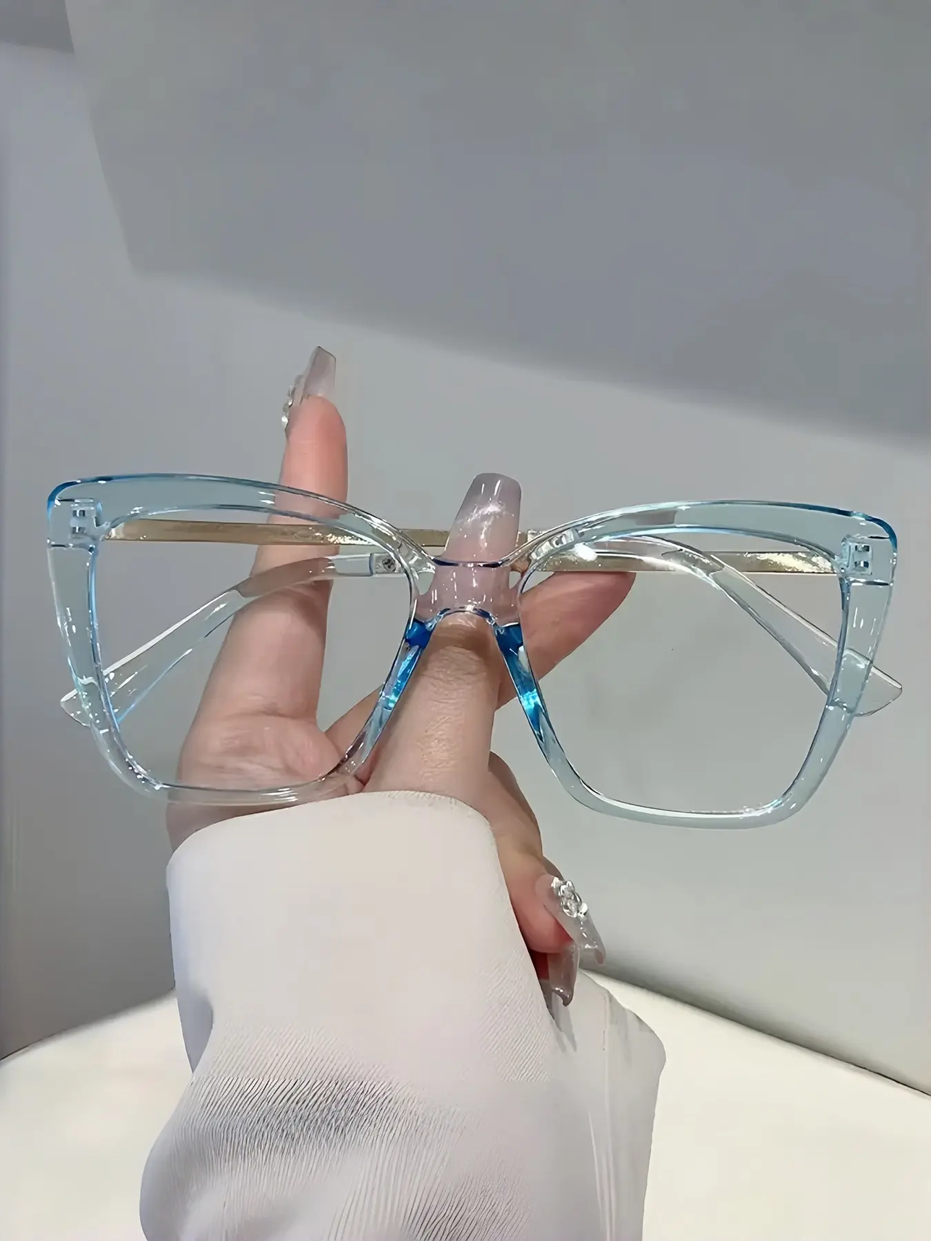 Women's PC Cat Eye Fashion Large Frame Glasses, College Style Plain Lenses, Perfect for Campus Commute, Graduation Season, Daily Wear, Stylish Glasses