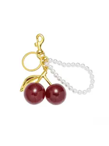 Trendy Resin Cherry Pearl Keyring Charm Cute Keychain Pendant for Women Girls Gift Key Accessories