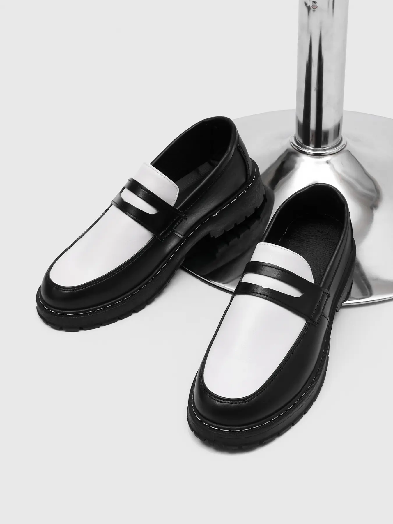 Men's Color Block Chunky Loafers Slip-On Work & Daily Casual Shoes