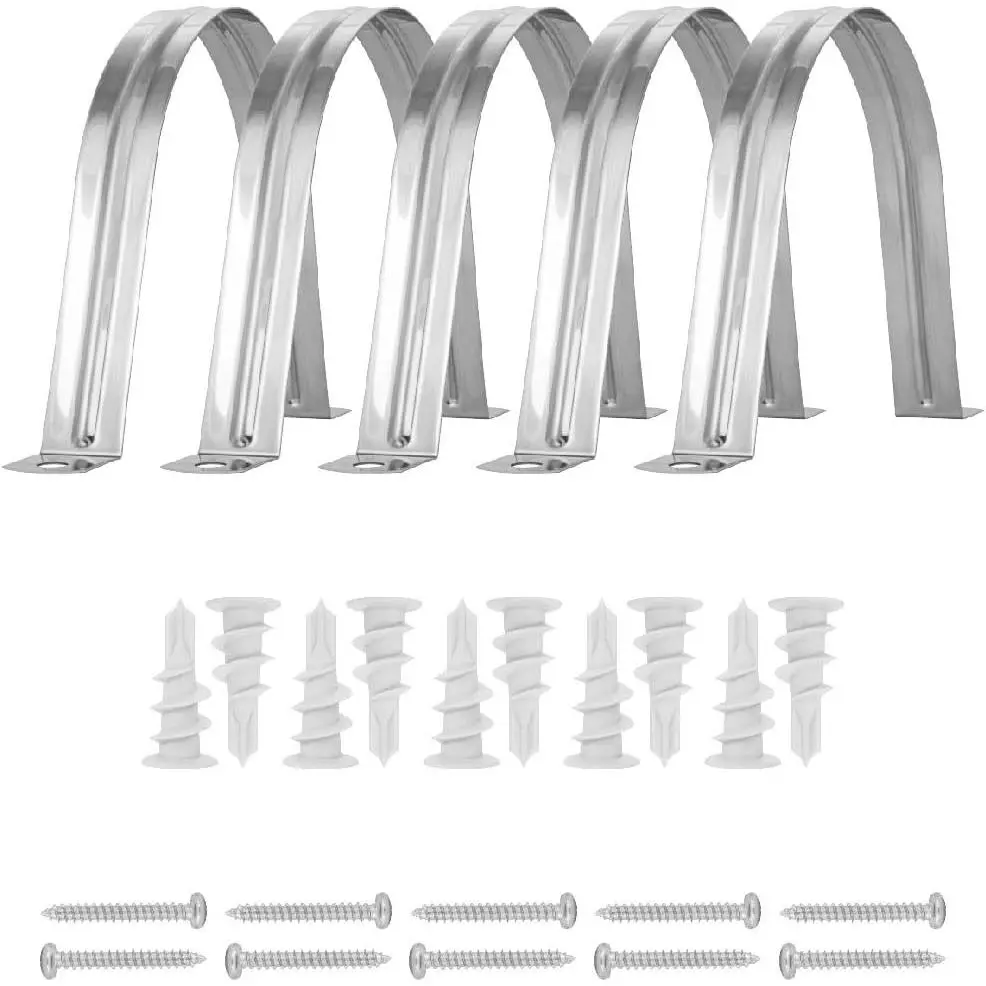 POWERTEC 70264 Stainless Steel Hose Hangers with Self Tapping Drywall Anchors and Screws, 2-1/2 inch, 5 Set