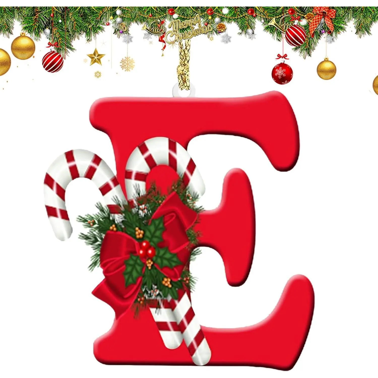 26 Letter Ornaments for Christmas Tree Decoration - Personalized  Pendant Xmas Alphabet for Christmas Initial Ornament 2026, DIY Craft Ornaments, Gifts for Family  (E)