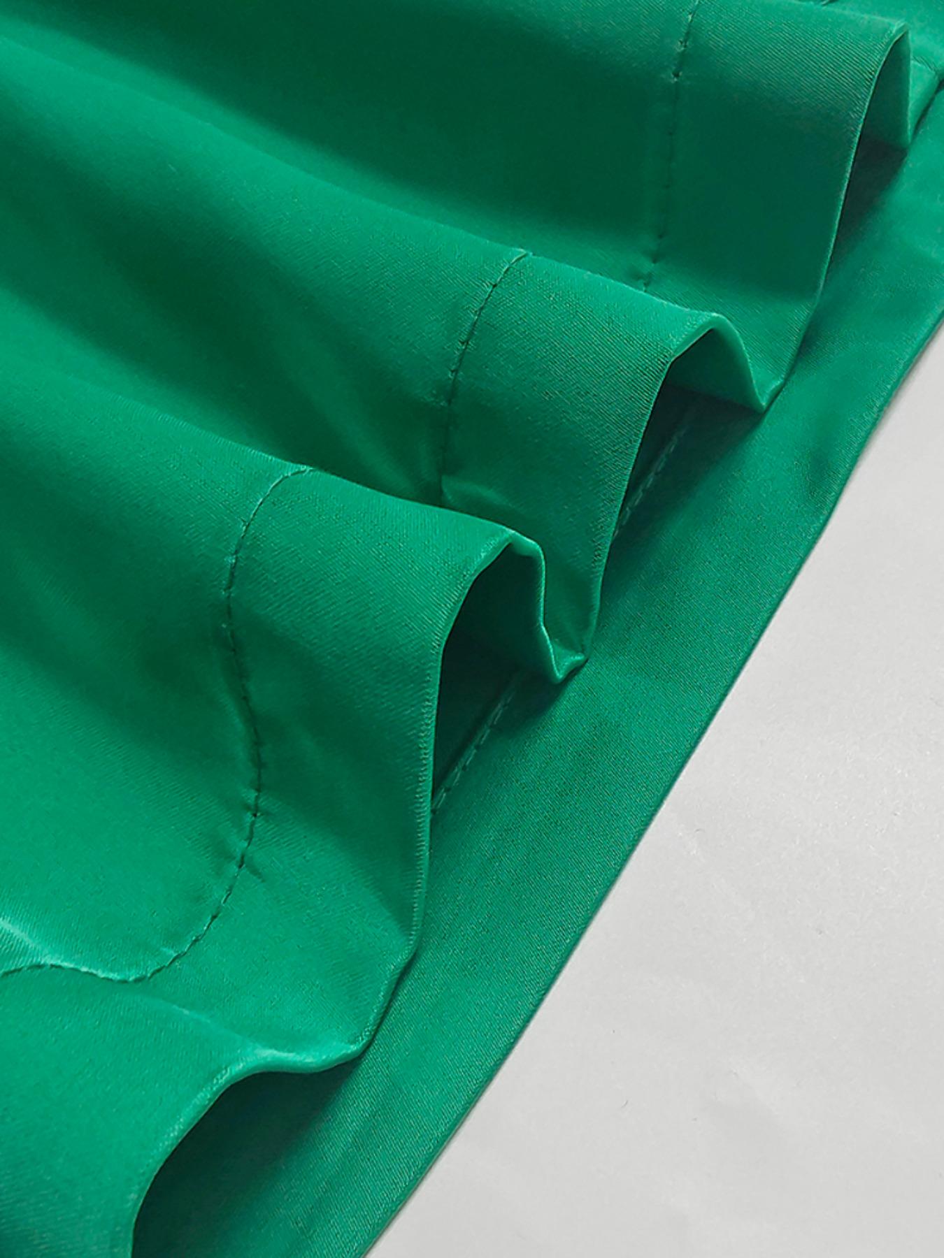 Women's Plain V Neck Jumpsuit, Loose Fit Three Quarter Sleeve Romper with Pockets, Simple Commuter Fashion for Daily Wear