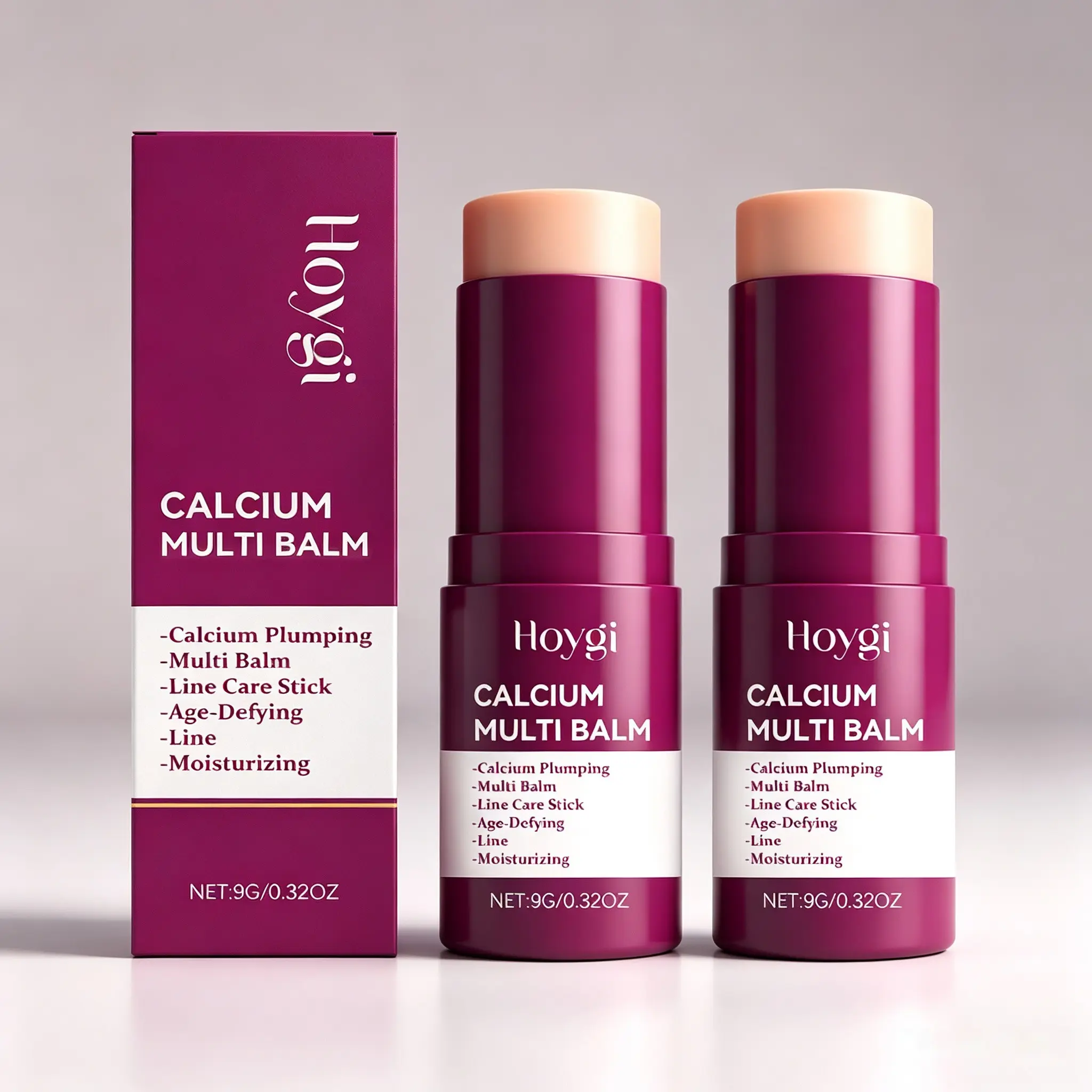 2-Pack Calcium Multi-Effect Moisturizing Balm Stick(9g*2), Hyaluronic Acid Added, Lightweight Moisture, Portable Hydration, Smooth Skin, On-The-Go Skin Plump Care