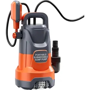 Sump Pump with Float 1HP Clean/Dirty Submersible Water Draining Pump 4500GPH Electric Portable Water Transfer Pumps for Pool Basement Garden  Hot Tubs Pond Flood Yard, Orange