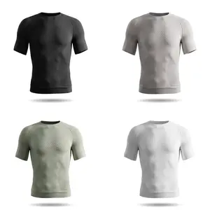 Men's Professional Compression Short Sleeve Workout T-Shirt Quick Dry Muscle Fit Athletic Gym Tee Breathable Activewear Top for Summer Running and Training