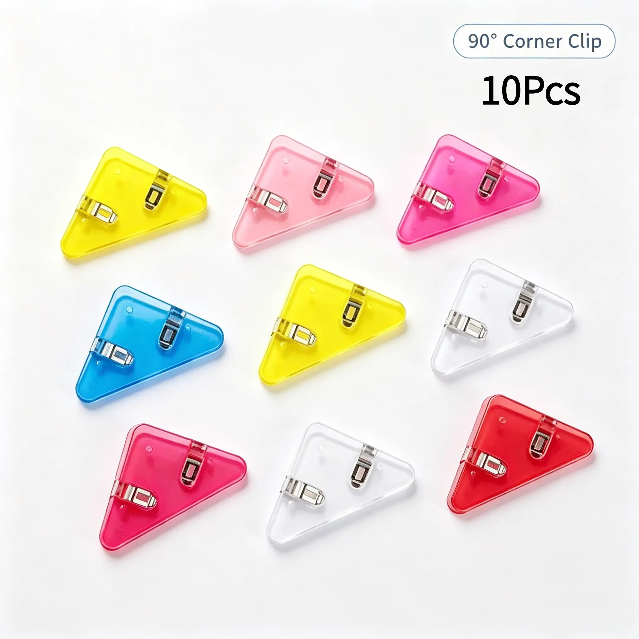 Triangle File Clips 10-Pack, Anti-Curl Paper Clips, Multi-Functional Book Clamps, Office Supplies, Secure Hold, No Damage to Paper