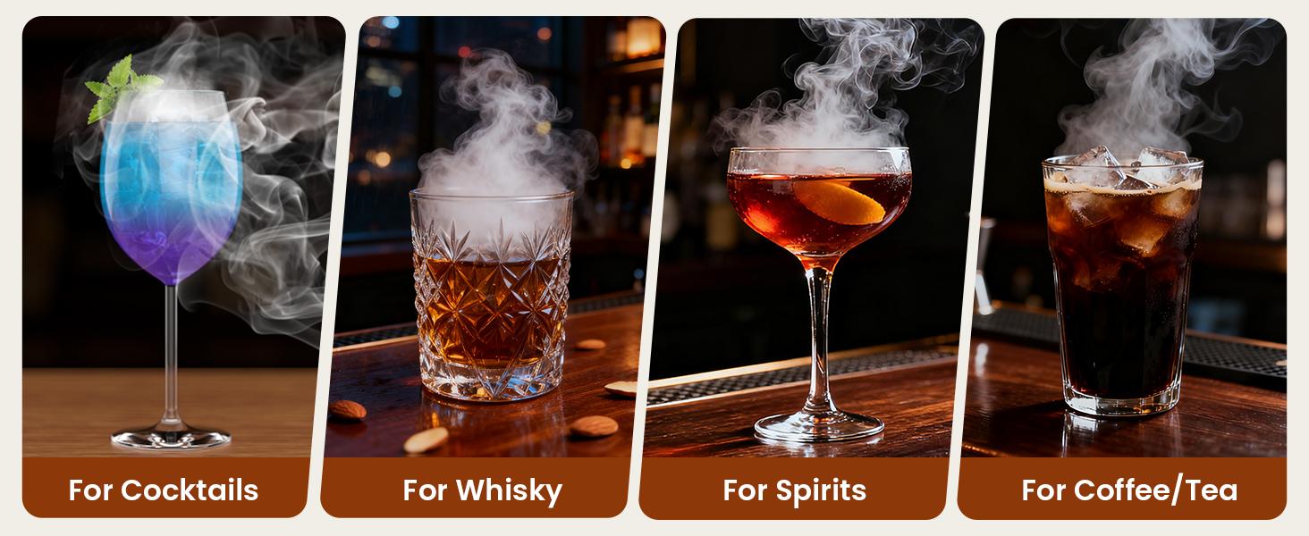 Electric Whiskey Smoker Kit: Rechargeable Cocktail Smoker for Old Fashioned & Bourbon Drinks with Built-in Lighter, No Butane Needed, 6 Wood Chips, Christmas Whiskey Gift for Men, Dad, Husband