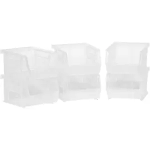 30210 AkroBins Plastic Storage Bins, Space-Saving Stackable Bins for Garage, Pantry, Craft Organization, 5" x 4" x 3", Clear, 6-Pack