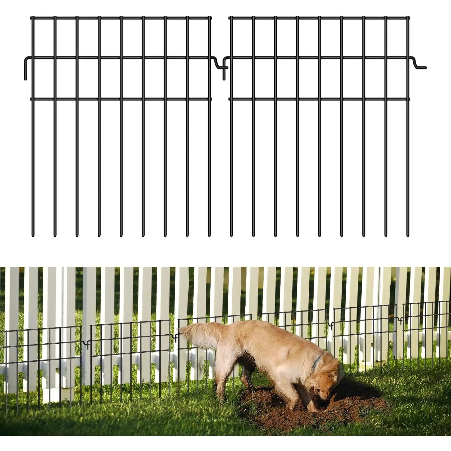 25ft(L) x 13in(H)  Barrier Fence,25 Panels 1.16in Gap No Dig Garden Fence for Dogs Rabbits,Rustproof Anti Digging Barrier Garden Edging Border Ground  for Outdoor Yard Patio