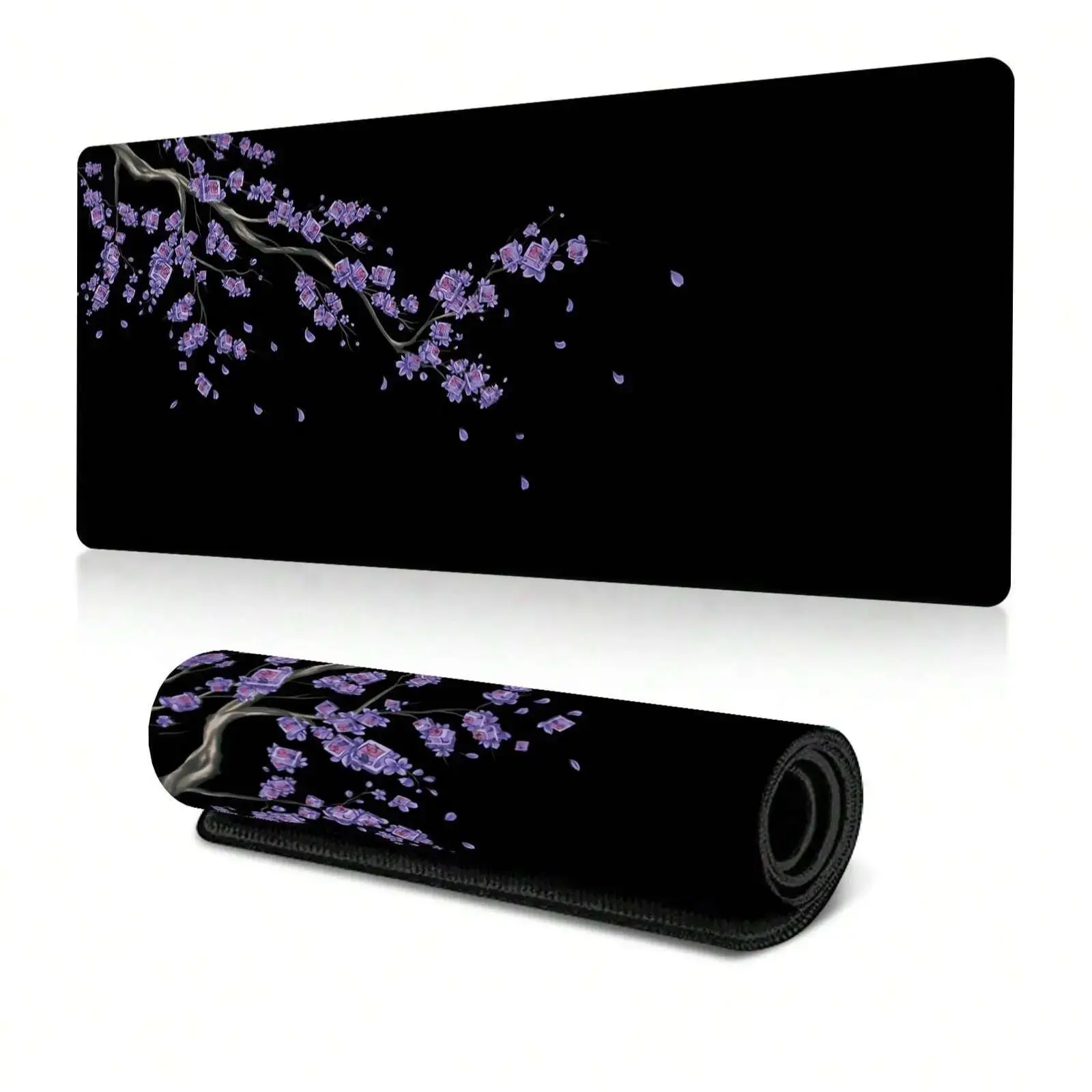 Cherry blossoms Pattern Mouse Pad, 1 Count Extended Large Mouse Mat, Desk Pad, Stitched Edges Keyboard Pad, Non-slip Rubber Base Gaming Mouse Pad, Office Accessories, Non Slip Mousepad