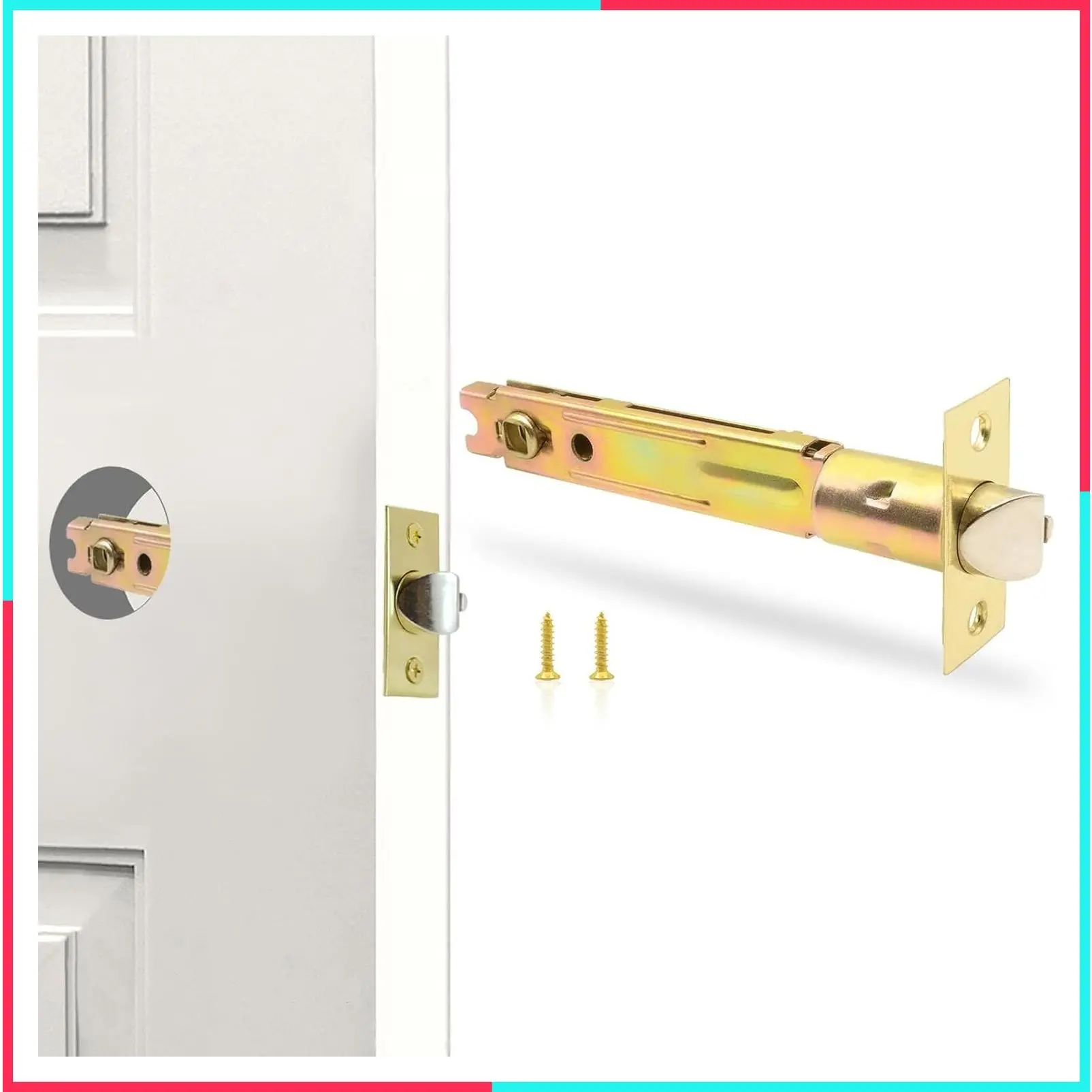 5-Inch Deadlatch Door Lock Replacement Latch with Square Interface Fits 5 Inch Backset Standard Entry Doors Knobset or 90°Rotation Leverset, Polished Brass