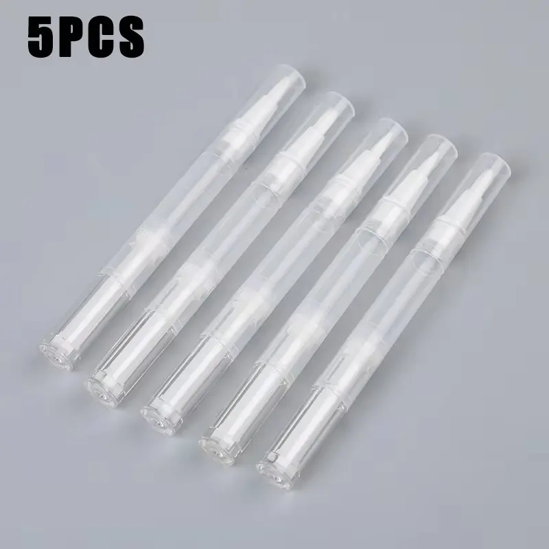 5-Pack 3ML Transparent Plastic Rotating Nail Polish Pens, Empty Clear Nail Polish Bottles with Brush Heads, Lip Gloss Tubes with Funnel Included Containers