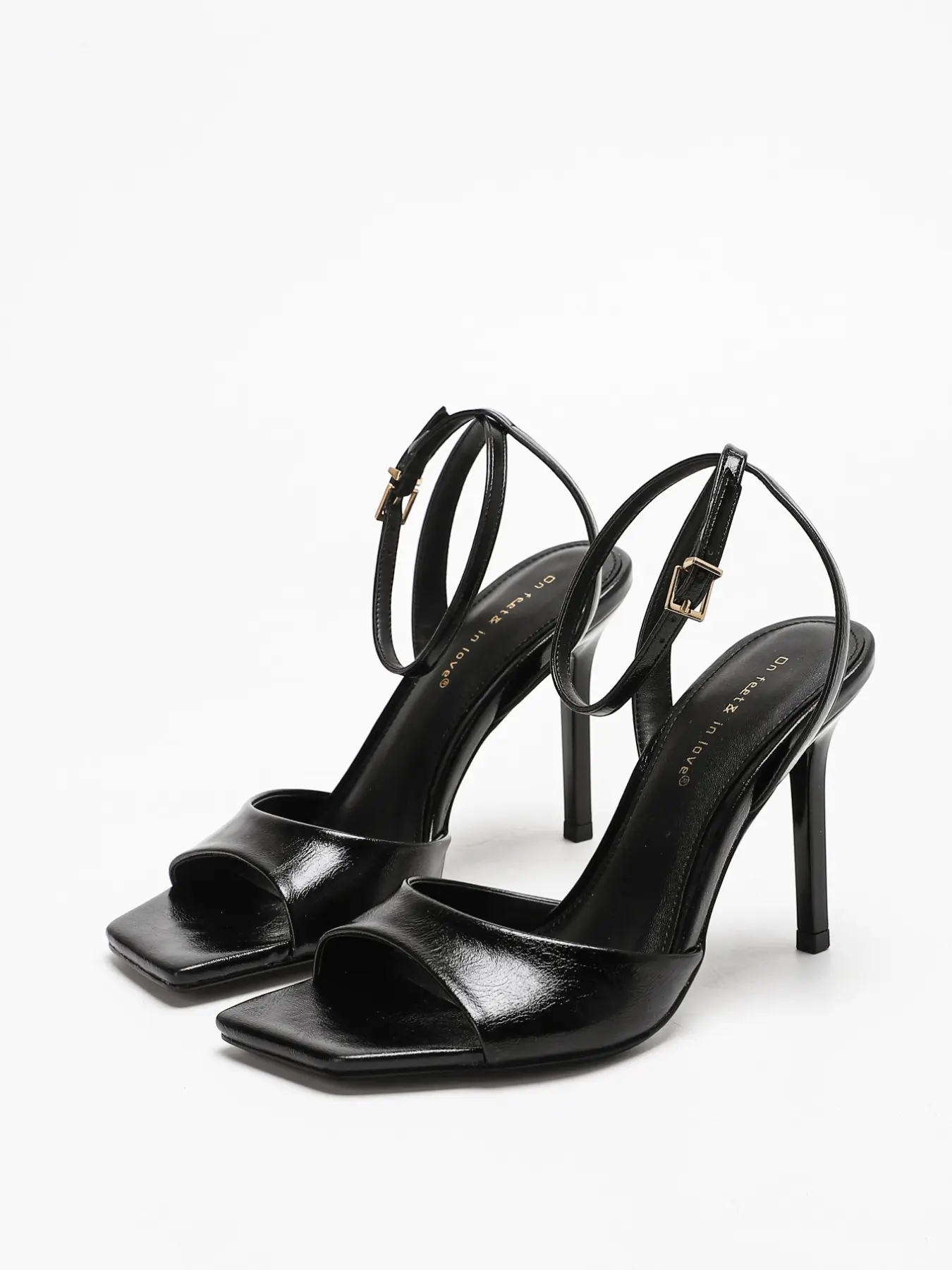 Women's Open-Toe Stiletto Sandal Heels | Minimalist Wide Band & Ankle Strap | Smooth Faux Leather | Comfortable High Heels for Work & Date Nights Adjustable Heeled Sandals Ankle Strap Footwear