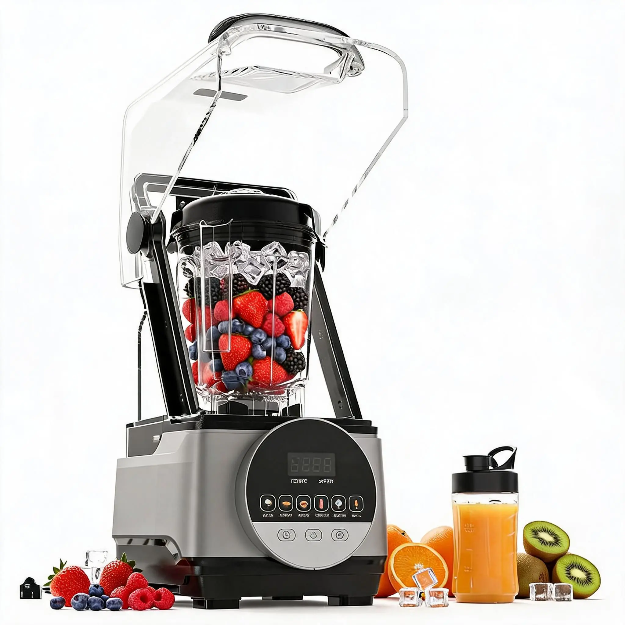 Heavy‑Duty Commercial Countertop Blender 2200W 28000RPM,68oz Jar,Smart Touch 6‑Function Stainless Steel Mixer for Smoothies Frozen Drinks,Dark Gray,Includes 300ml To‑Go Cup