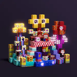 100/150/200 PCS LED Light Up Magnet Blocks for Kids, Colorful Magnetic Stacking Cubes, STEM Montessori Sensory Educational Toys, Creative Castle Building Set, Birthday Christmas Gift for Boys Girls Ages 3+