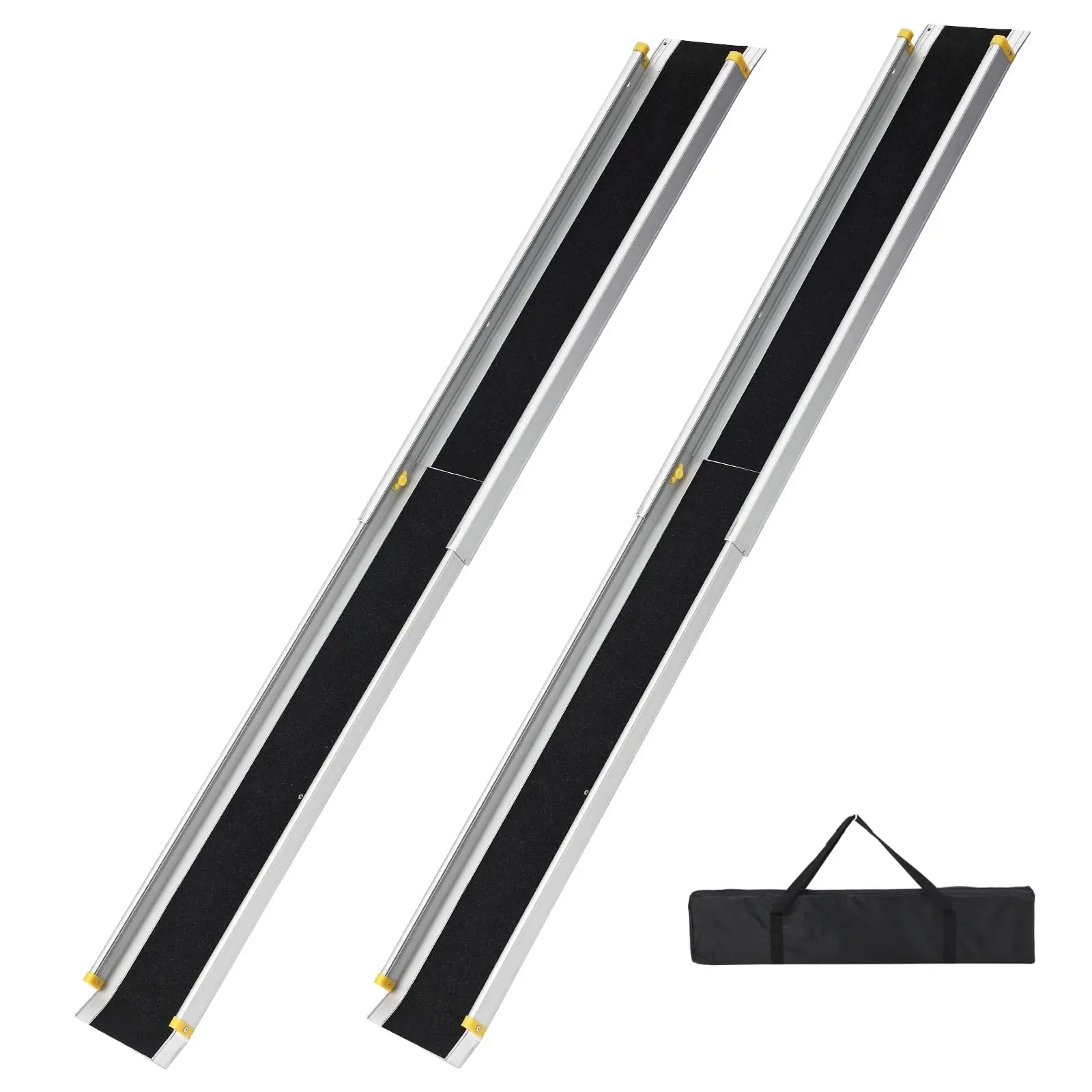 GARVEE Portable Wheelchair Ramps for Home Steps, 4.5-8 Ft Adjustable Aluminum Ramps for Wheelchairs with Storage Bag, 600 Lbs Capacity, Non Slip Surface for Doorways, 1 Pair