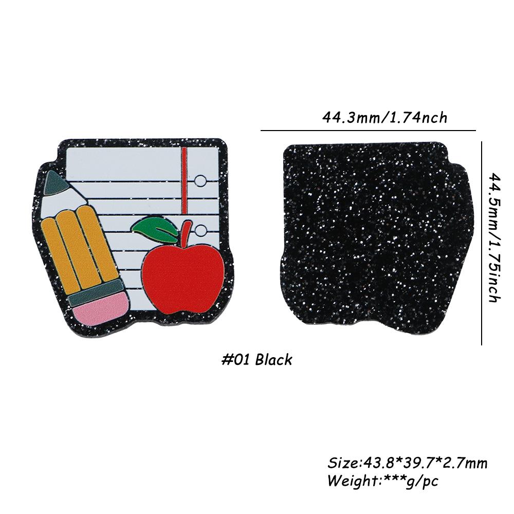 Teacher Theme Acrylic Resin Flat Back Charms, No-Hole Multi-Color DIY Craft Supplies for Badge Reels, Phone Stands, Hair Clips, DIY Jewelry Accessories