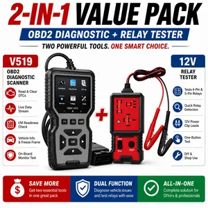 2-In-1 Automotive Diagnostic Tool Bundle, Obd2 Scanner with Relay Tester, Read Clear Fault Codes, Live Data, Battery Check, 12V Vehicles