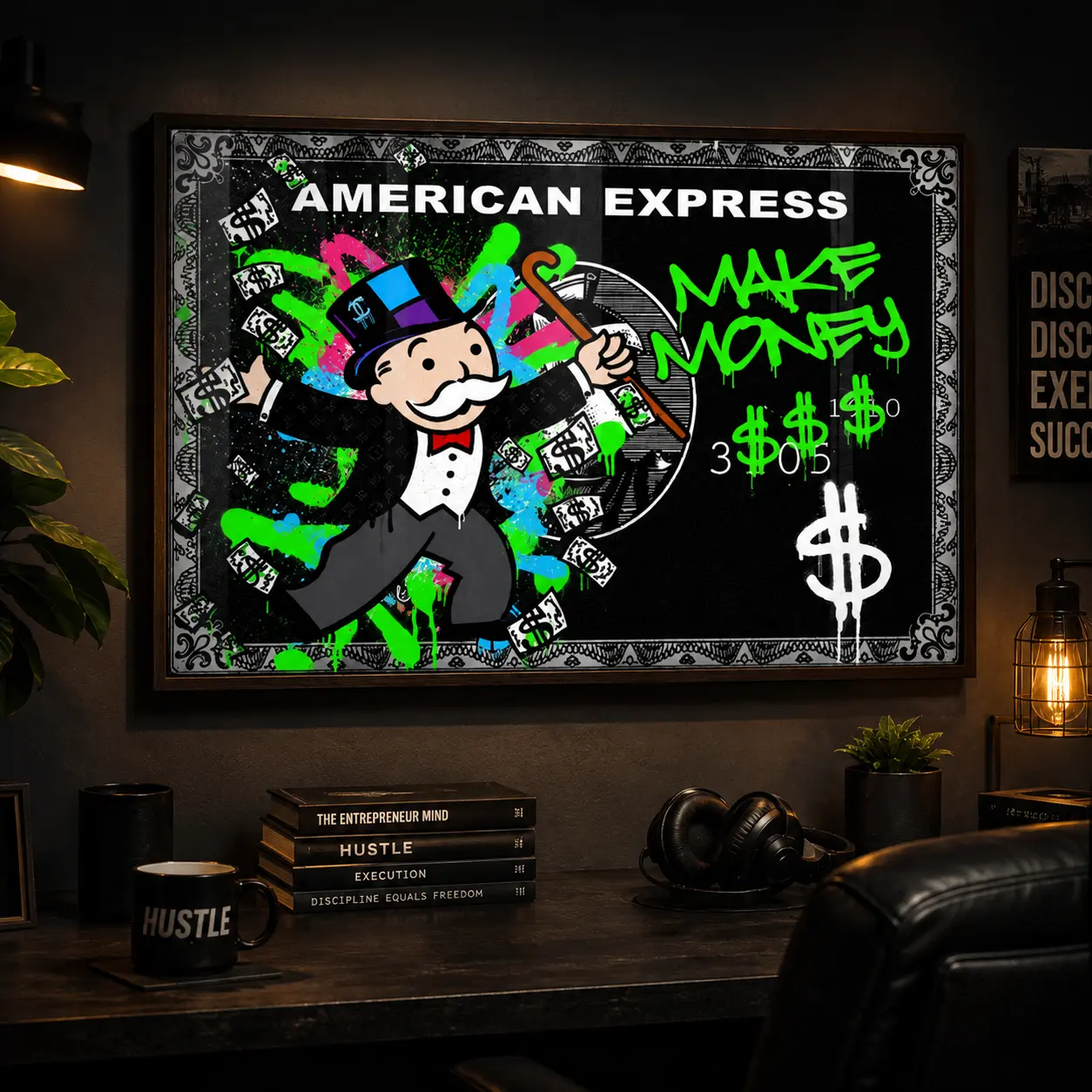 Modern Street Art Graffiti Poster, Money & Wealth Wall Art Print, Urban Home Decor, Bedroom & Office Poster