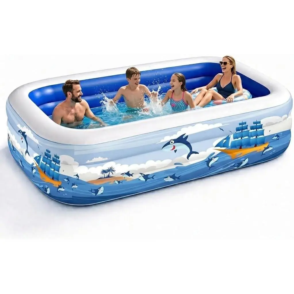 Inflatable Swimming Pool for Kids and Adults- 118" x 68" x 22" Family Full-Sized Blow Up Pools for Kids-Thickened Durable Above Ground Swimming Pool Backyard Lawn, Summer Party Outdoor and Indoor