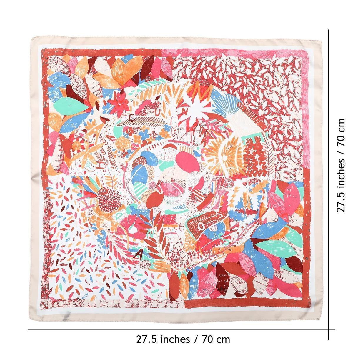 AWAYTR 4PCS/Set 27.5" Fashion Square Silk-Like Head Scarf Neck Scarves for Women Elegant Hair Kerchief Bandanas Headbands Head Wraps Turban Hijab