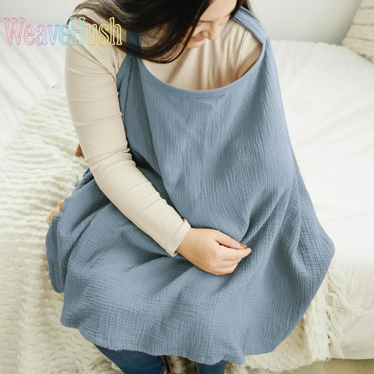 Cotton Yarn Breathable Soft Nursing Cover - Adjustable Lightproof Panel Shawl, Outdoor Feeding Privacy Accessory for Moms, Adjustable Shawl, Breathable Softness