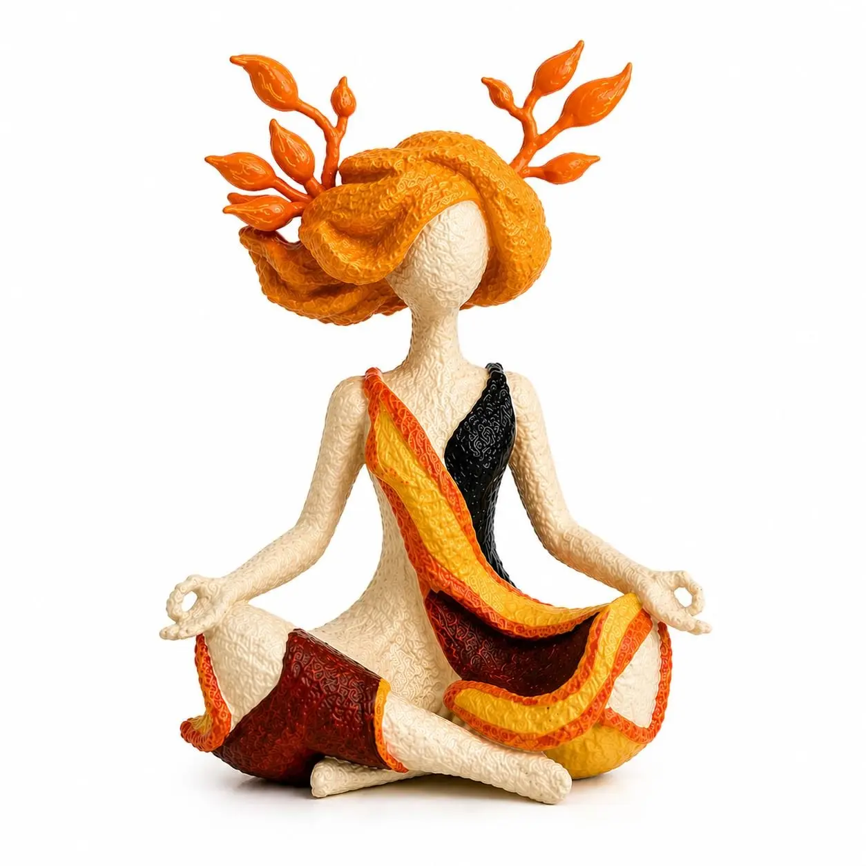 Meditation Yoga Figurine, Serenity Growth Zen Resin Statue, Abstract Boho Home Decoration, Inner Harmony Spiritual Sculpture, Relaxation Gift for Women