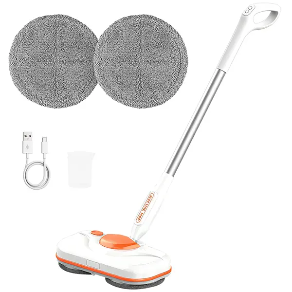 Cordless Electric Mop, Electric Spin Mop with Water Sprayer, Powerful Floor Cleaner, 25.36Oz Tank Self-Propelled & LED Headlights