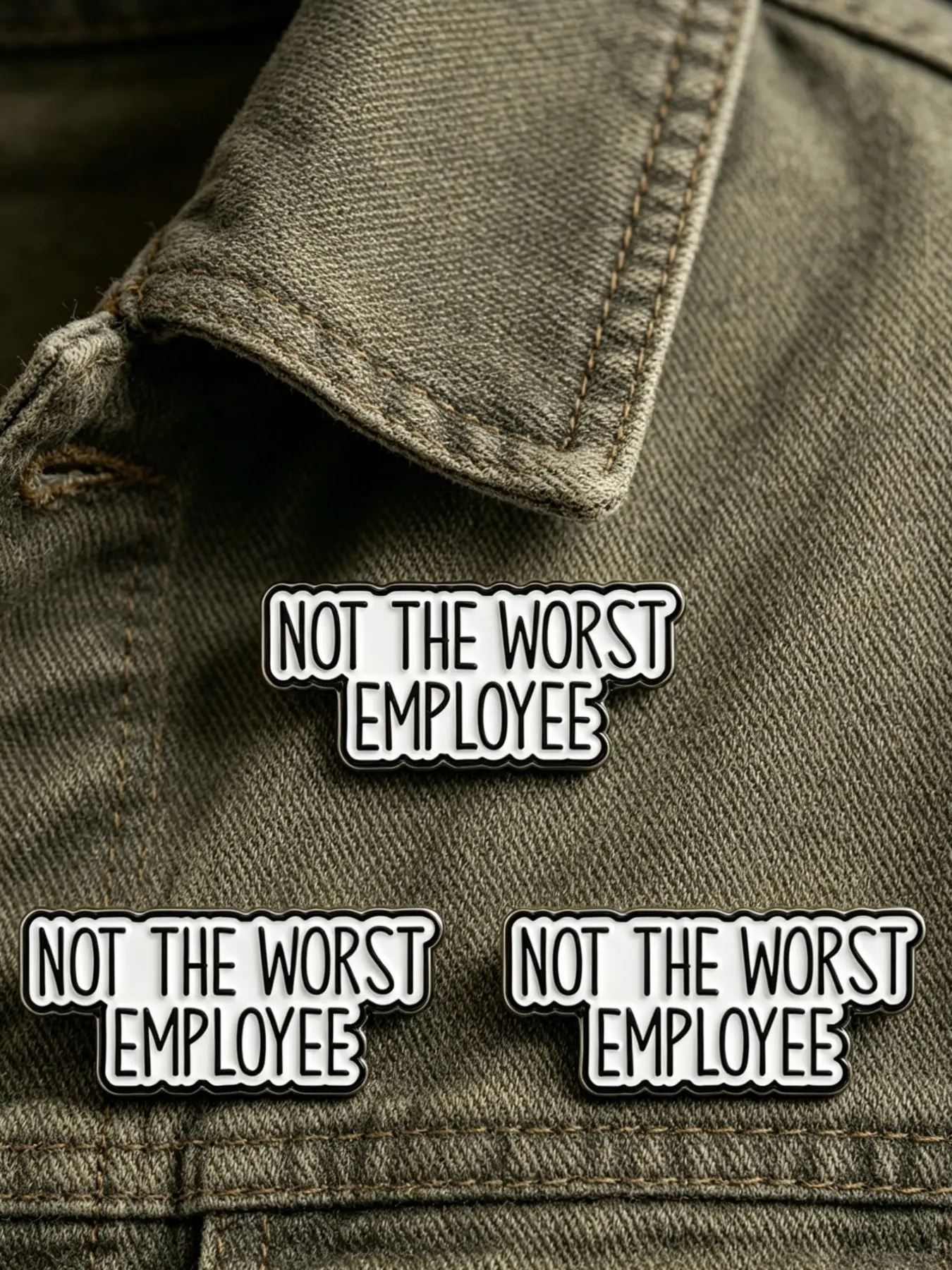 3-Pack 'not the Worst Employee' Enamel Lapel Pins, Humorous Text Design, Office Stress Relief, Unique Personality Gift, Self-Deprecating Fun, Alloy Brooch Pin