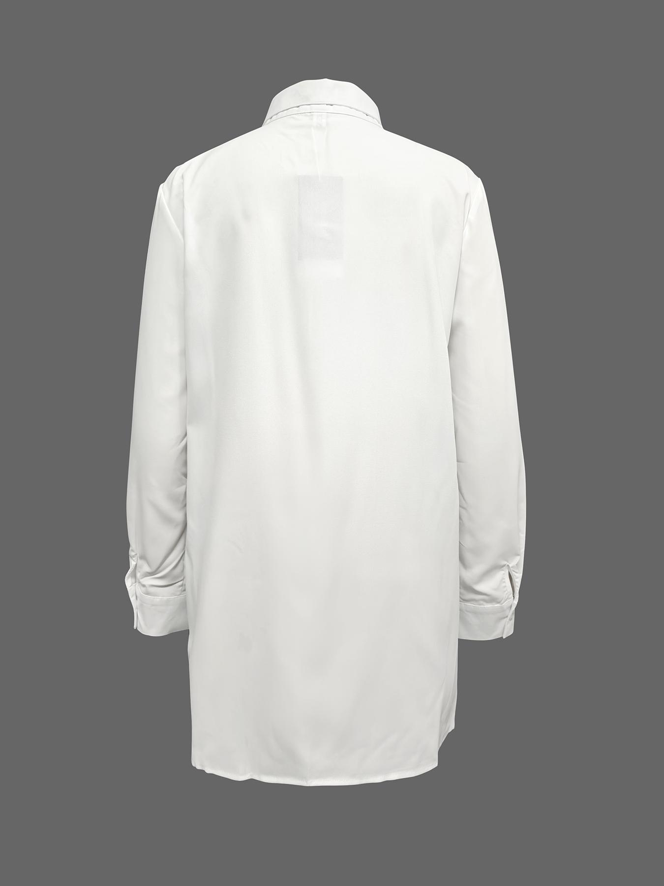 Women's Solid Color Long Sleeve High Neck Shirt, Versatile Large Bow Tie Top, Elegant Ladies Blouse for Any Occasion, Casual Bishop Sleeve