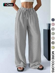 Women's Striped Print Drawstring Waist Pants, Casual Comfy Wide Leg Trousers for Daily Wear, Ladies Bottoms for All Seasons, Womenswear