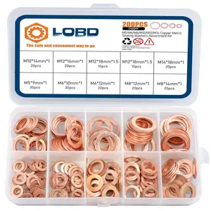 200 count Copper Crush Metric Washers  Kit Flat Sealing Washer M5 M6 M8 M10 M12 M14 (9 Sizes)