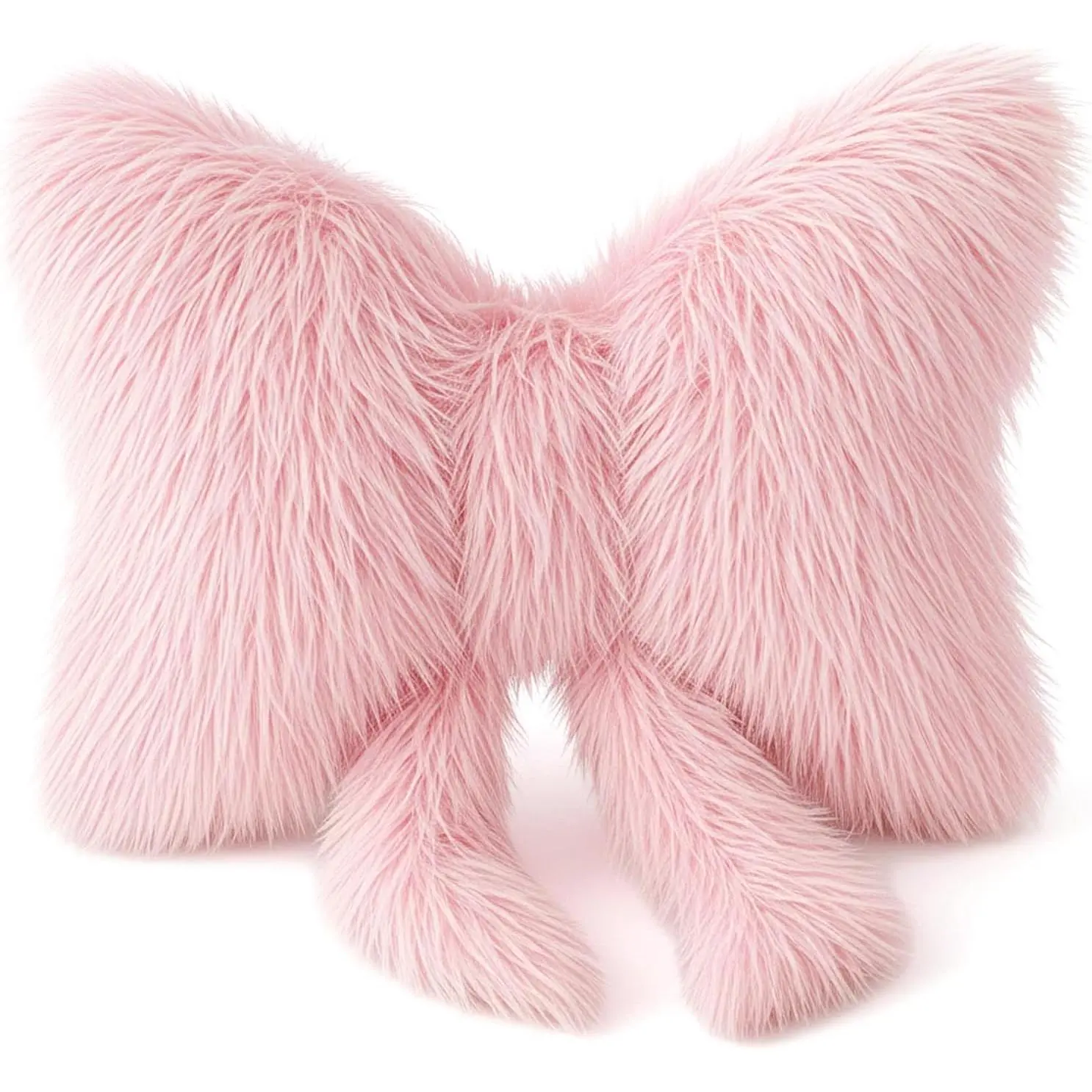1 Pc Pink Bow Pillow Bow Decorative Throw Pillow Soft Cute Cushion for Bed Couch Living Room (Plush Faux Fur,16 x 12 Inch)