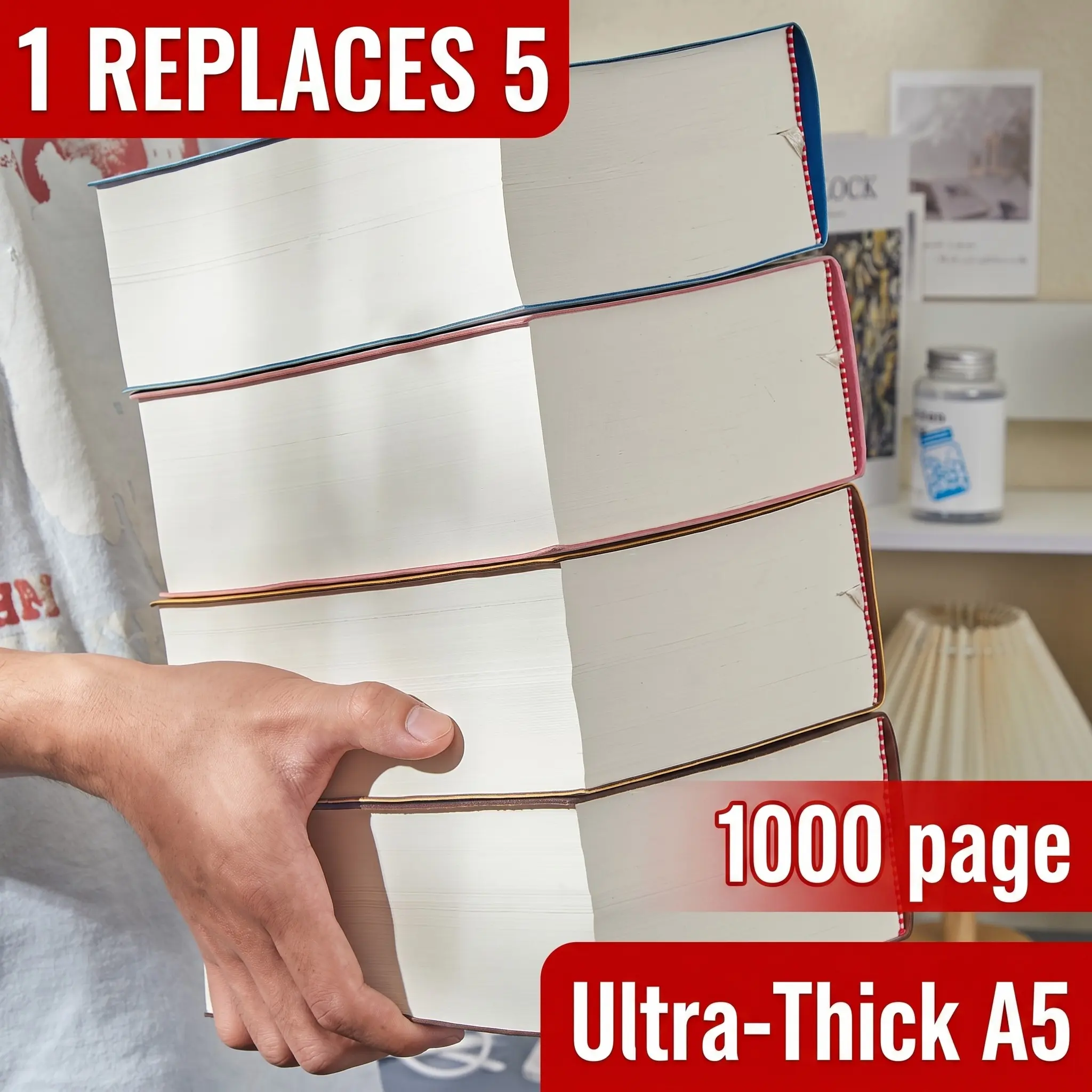 1000-Page 3.15" Thick A5 Blank Notebook | 1 Replaces 5! Lasts 2+ Years | Durable Premium Soft Cover Leather & 180gsm Blank Paper | Perfect Gift for Professionals, Creatives, Students & Journaling Enthusiasts