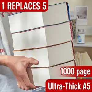 1000-Page 3.15" Thick A5 Blank Notebook | 1 Replaces 5! Lasts 2+ Years | Durable Premium Soft Cover Leather & 180gsm Blank Paper | Perfect Gift for Professionals, Creatives, Students & Journaling Enthusiasts