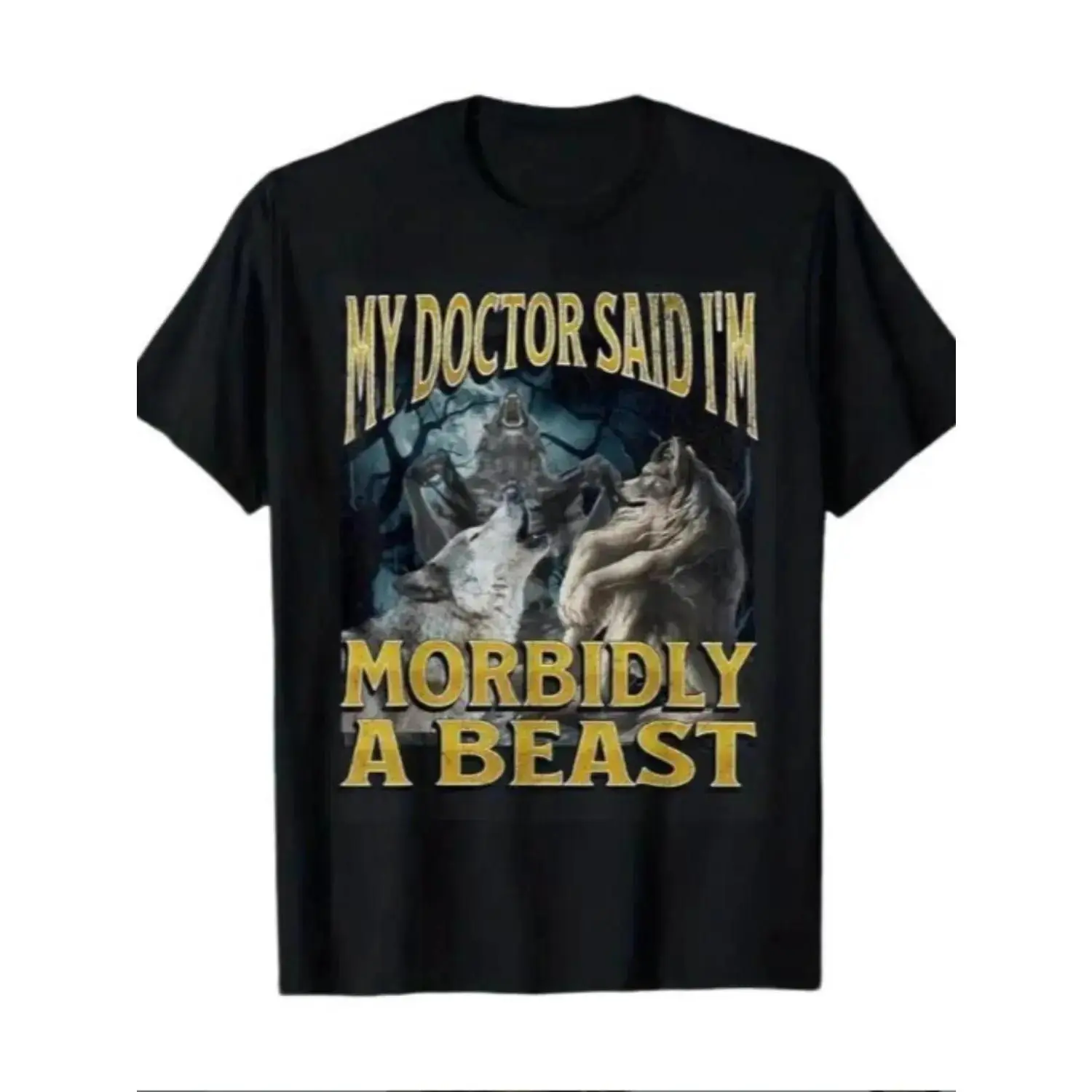 Women's Round Neck Short-Sleeve T-Shirt, Humorous Werewolf Alpha Graphic Tee, Spooky Monster Novelty Casual Top, Unisex Streetwear, All-Seasons Classic Fit Apparel, Multiple Sizes, Halloween Couple Gift Option, Shortsleeve