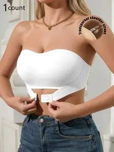 Women's Strapless Front Buckle Push-Up Bra, Wireless Lingerie, Comfortable Breathable Backless, Full Coverage, All Seasons