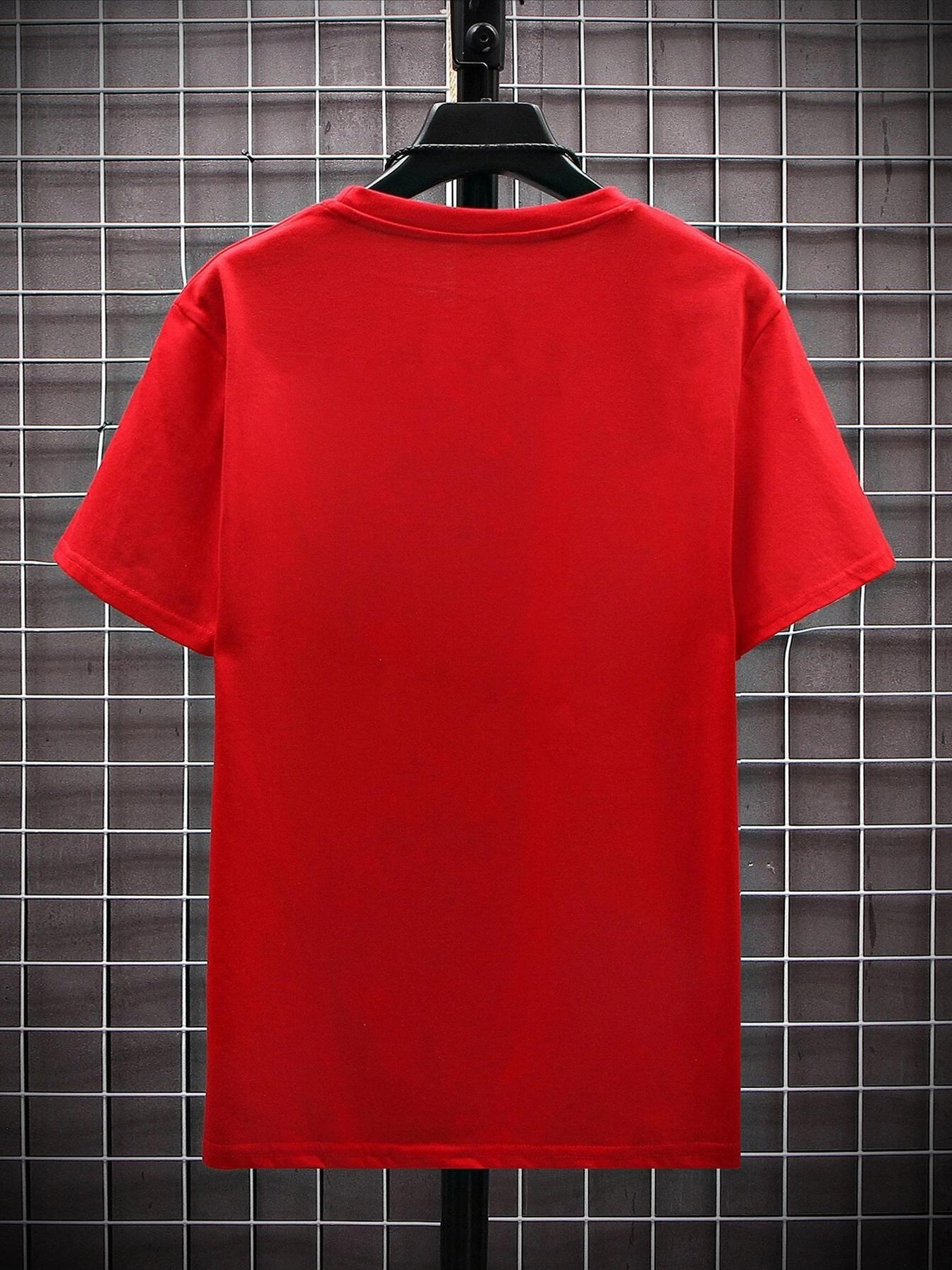 Men's Letter Print Round Neck Sleep Tee, Casual Short Sleeve Crew Neck Sleep Top for All Seasons, Regular Fit Sleepwear for Men, Fitted, Menswear