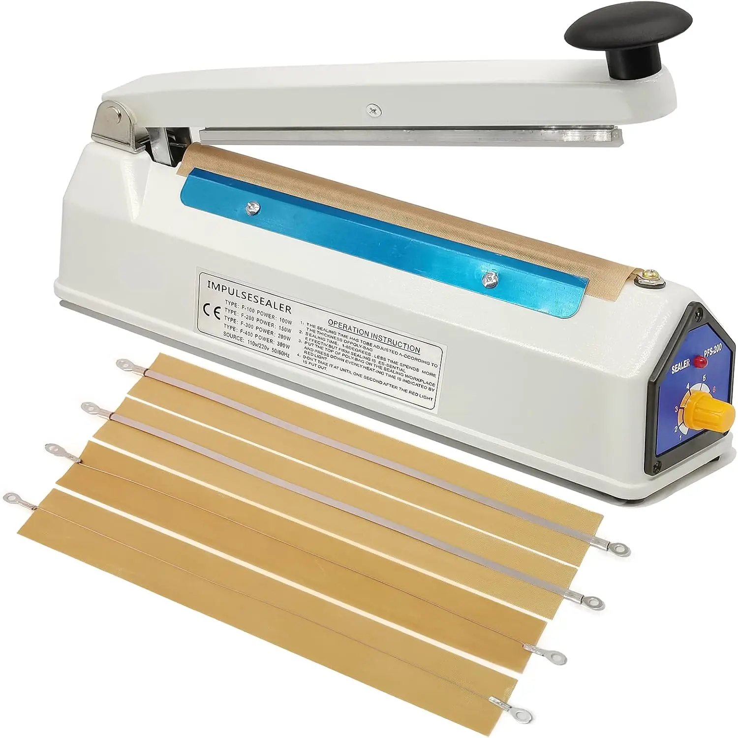 Impulse Sealer 8 Inch 5mm Heat Sealer Machine for Plastic Bags