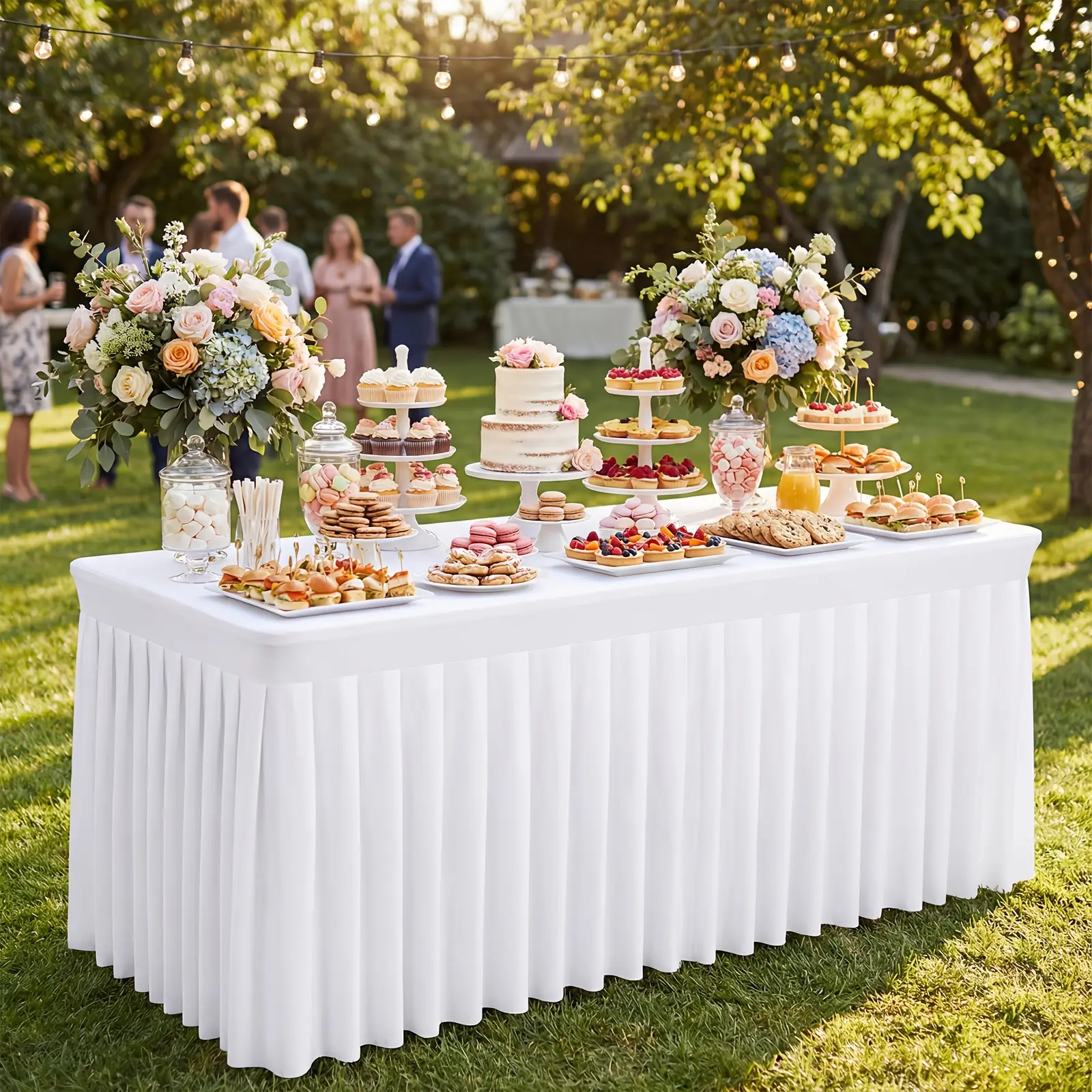 1/2/4Pcs 4Ft/6Ft Tulle Table Skirts for Rectangle Tables, Black/White Rectangle Table Skirt, Ideal for Birthday, Graduation, Family Dinner, Christmas Parties & Events