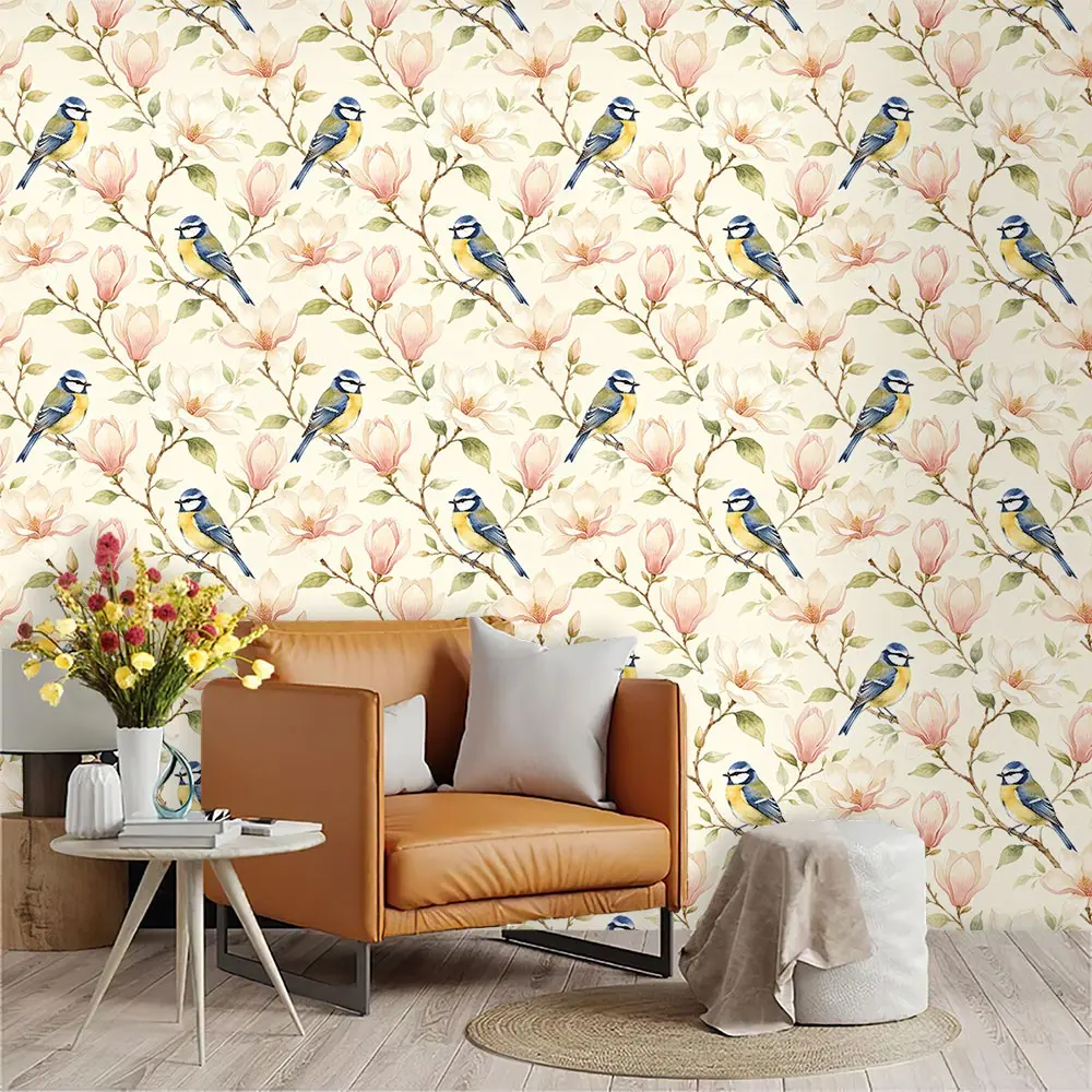 Watercolor Hand-Painted Wallpaper, Soft Peach Color Pattern, PVC Material, Peel-And-Stick, Ideal for Kitchen/living Room/bedroom Decor