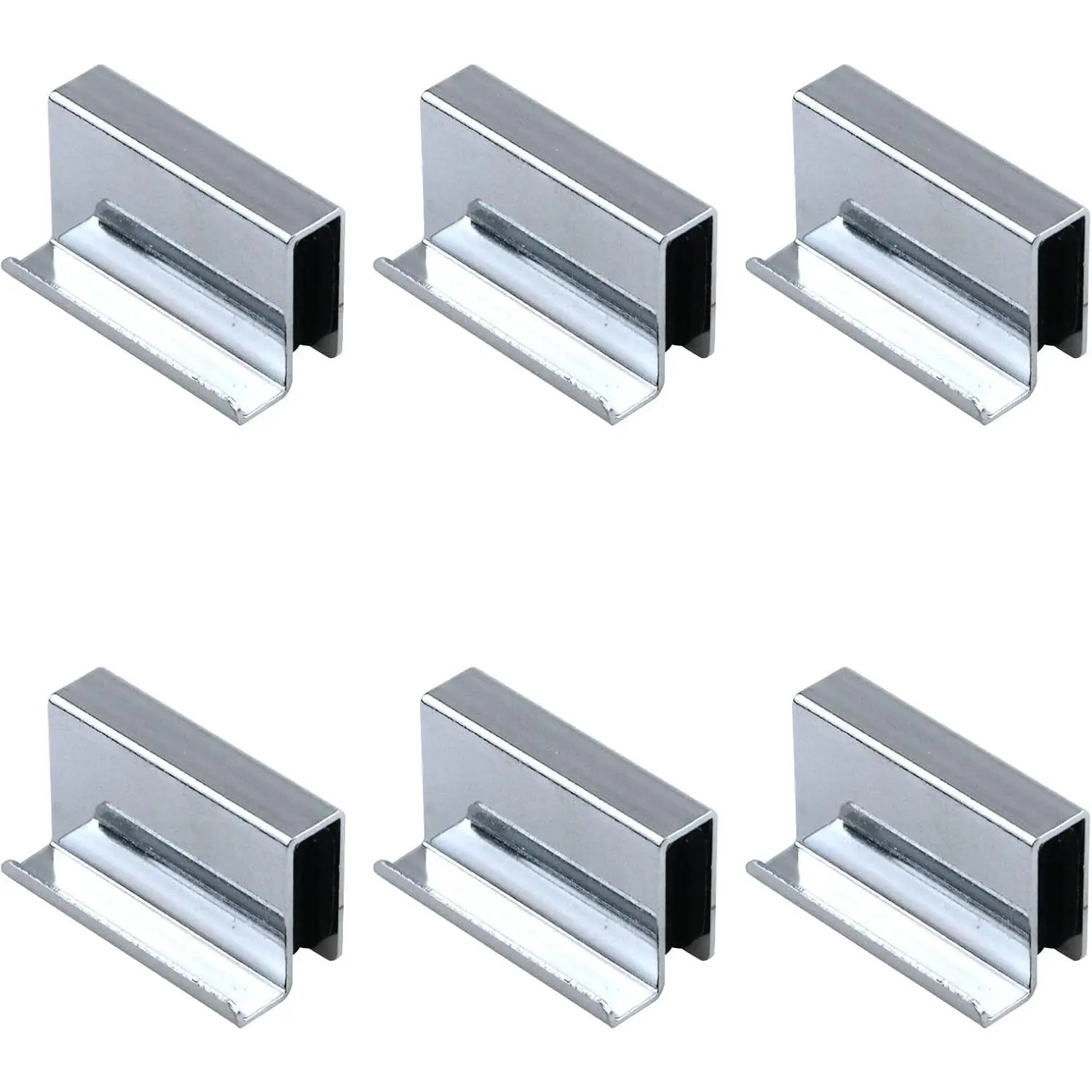 6 count 1.6" Glass Finger  Pull, Window Display Cabinet Door Clip | Polished Chrome Glass Door Handle Clip Glasses Clip ()