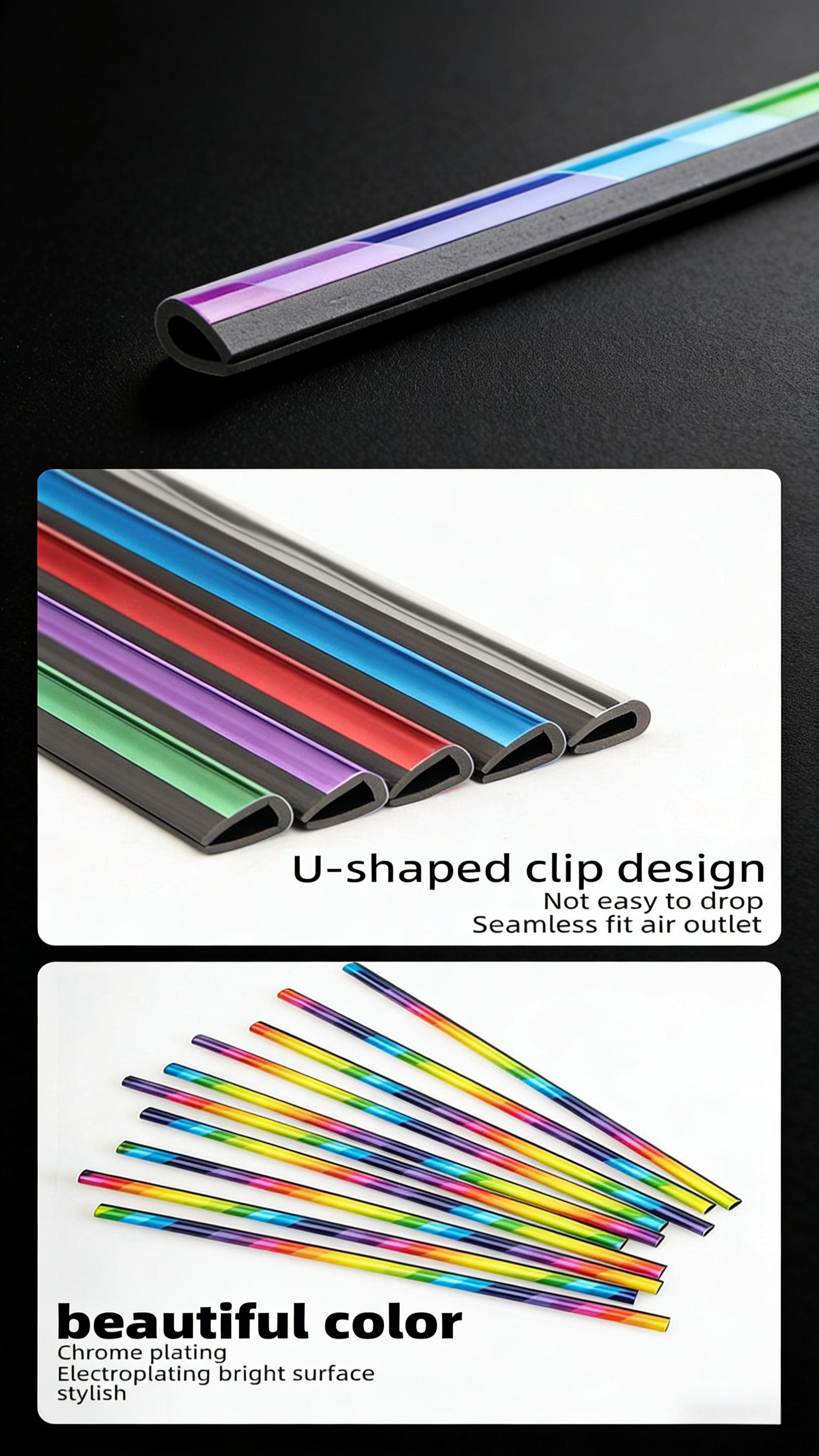 Universal Car Air Vent Trim Strips 10Pcs Simple Clip On U-Shaped Design