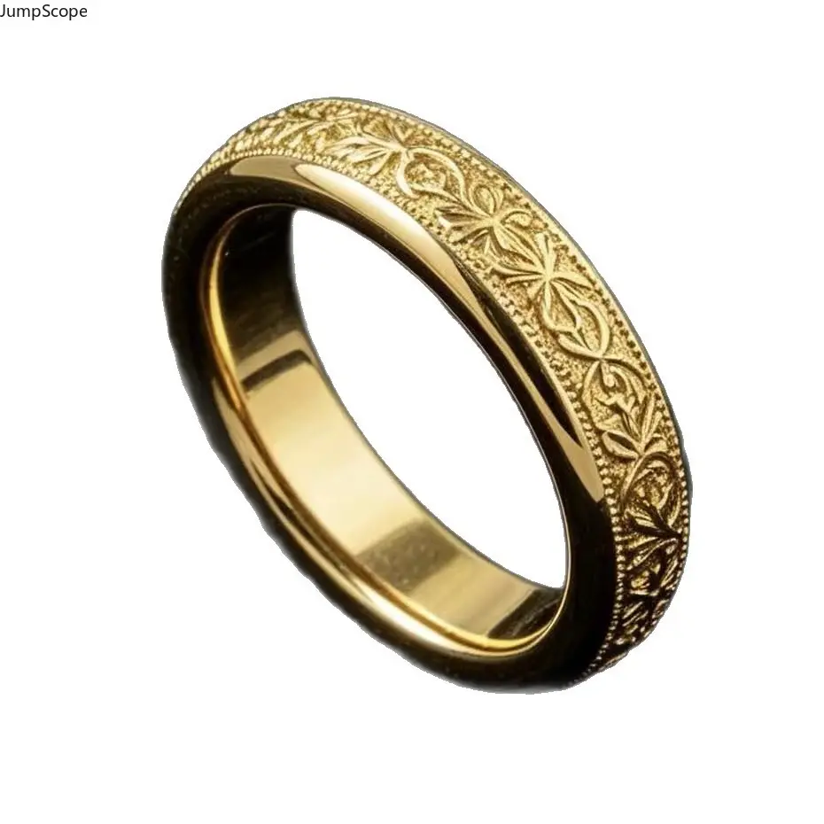 Women's Minimalist Retro Engraved Warm Gold Slim Band Ring (MDF-Steel) - Stackable Band Ring, Sentimental Gifts for Leisure & Outdoor Recreation Sports Accessory