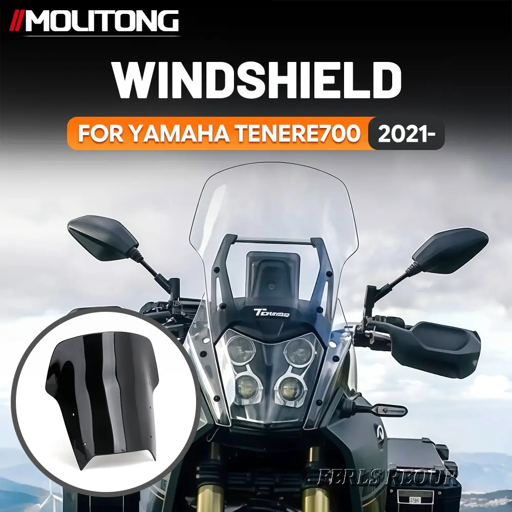 For YAMAHA TENERE700 2021+ Motorcycle Tall Adventure Windshield Thick Impact-resistant PC Two Color Wind Deflector Split Airflow Reduce Shoulder Wind Fatigue For Off-road ADV Long Tour Riders New Upgraded Mod Accessories