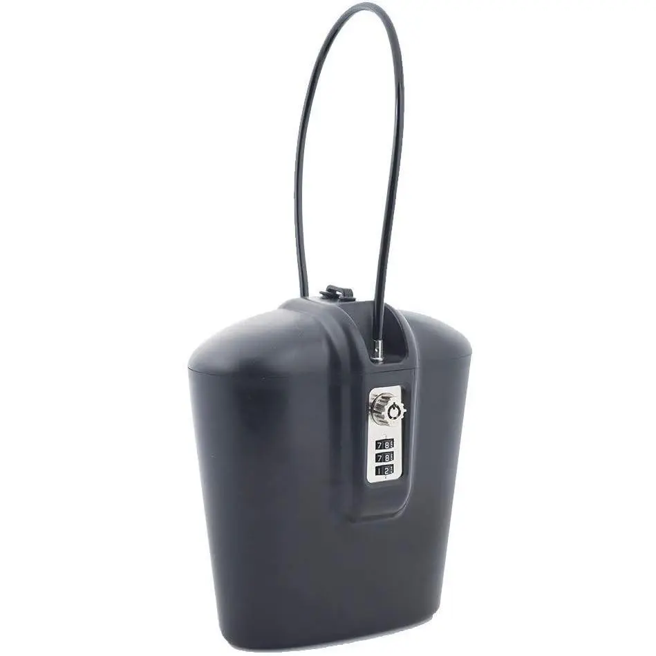 Portable Indoor/Outdoor Lock Box Safe with Key and Combination Access (Black)