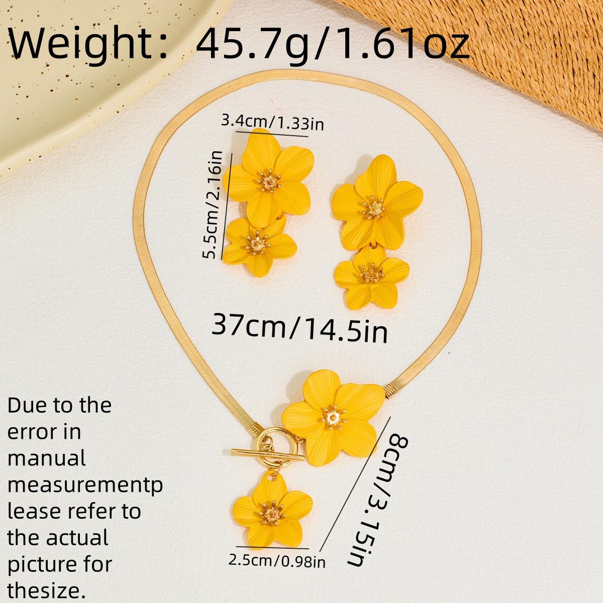 New Chinese-style trendy large flower necklace - High-end spray-painted flower pendant jewelry set