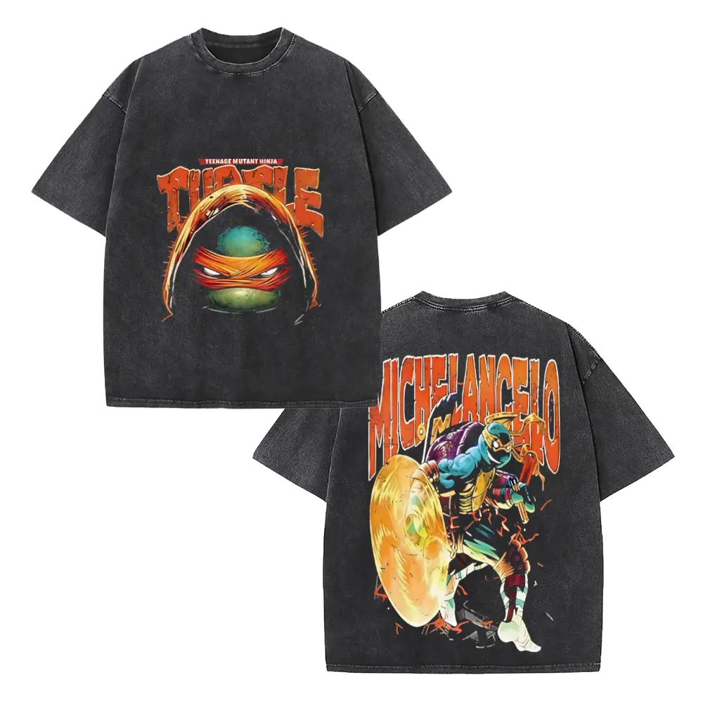 Casual Streetwear Style, Men's T-Shirt, Teenage Mutant Ninja Turtles Michelangelo, Summer Wear, Gift For Teen Boys And TMNT Fans